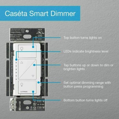 Lutron P-BDG-PKG2W Wireless Smart 2 Light Dimmers Bridge Caseta Kit works with Alexa, Apple HomeKit, Google Assistant