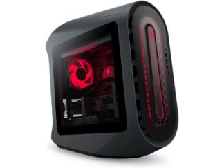 Alienware Aurora R14 gaming desktop with clear panel dark side of the moon